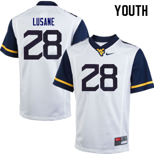 Youth #28 Rashon Lusane West Virginia Mountaineers College Football Jerseys Sale-White